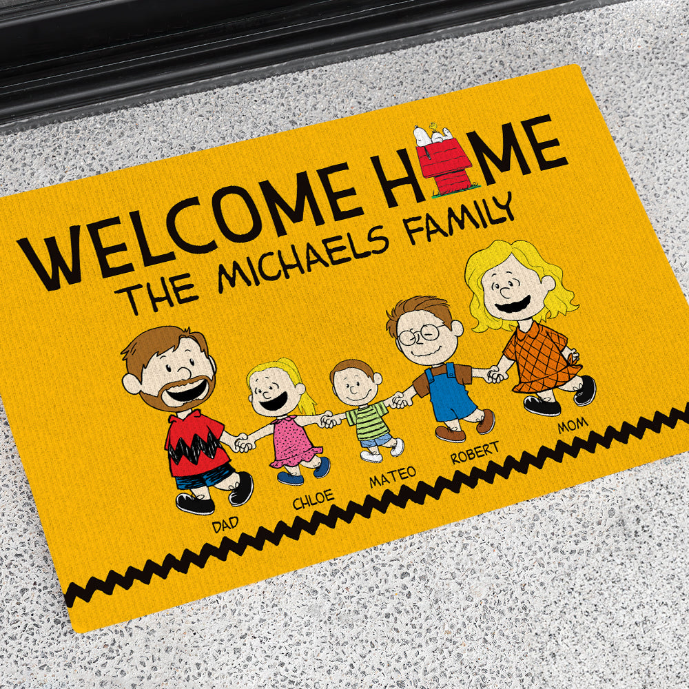 Personalized Family Cartoon Welcome Doormat