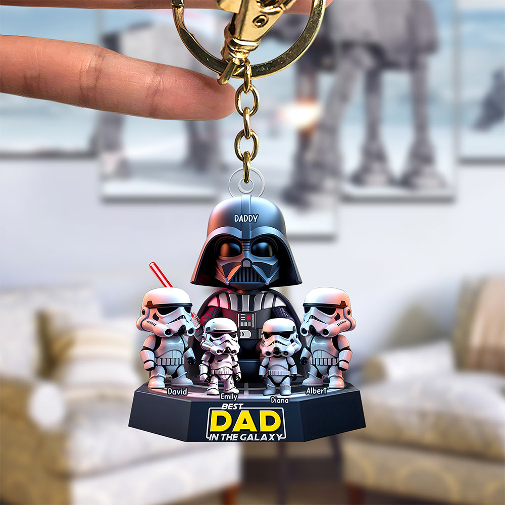 "The Best Dad in the Galaxy - Personalized Galaxy Dad Keychain" - Unique Custom Gift for Dad, Grandpa, and More Keychains PopCulturePrints