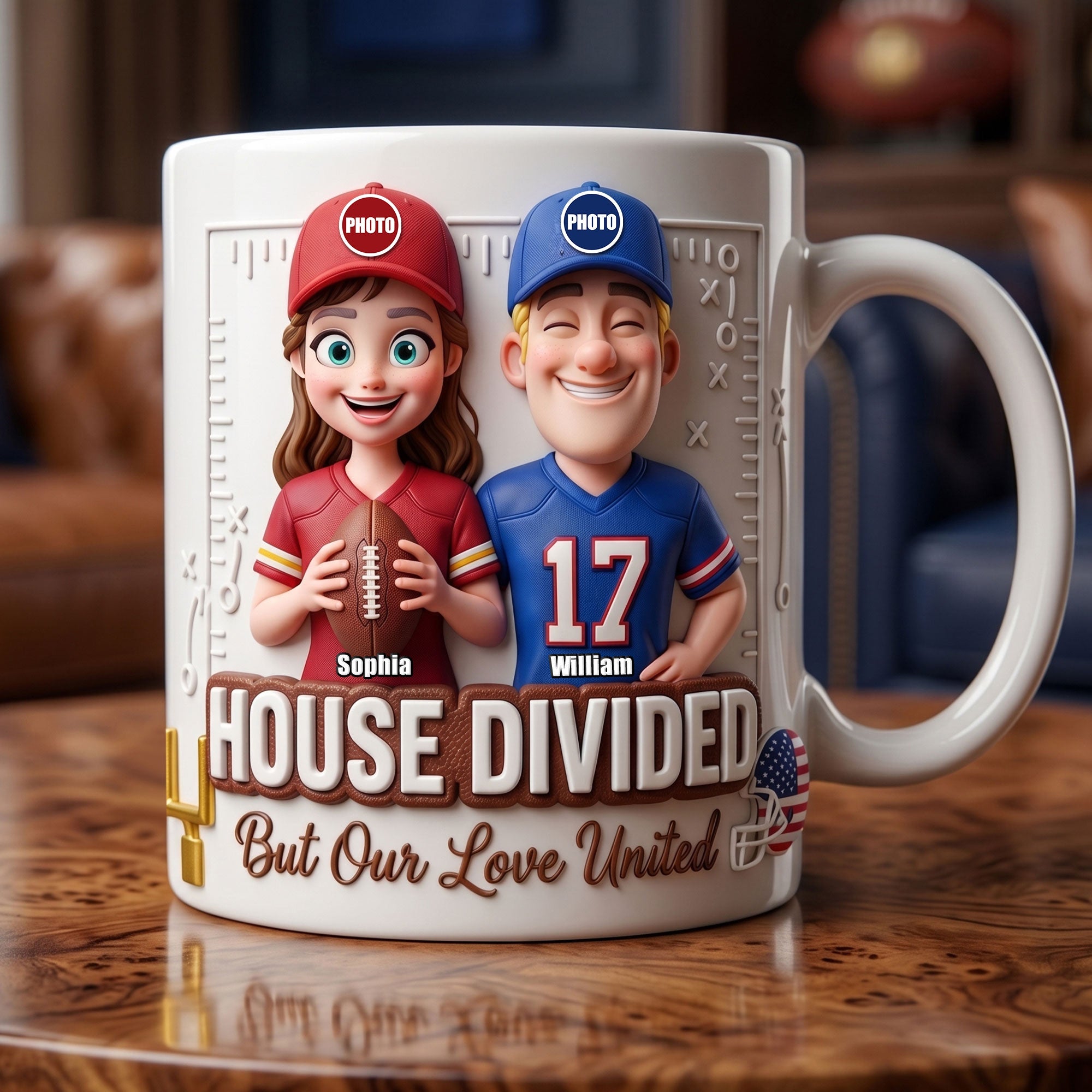 House Divided, But Our Love United - Funny Sports Couple Mug - Personalized Gift for Couples