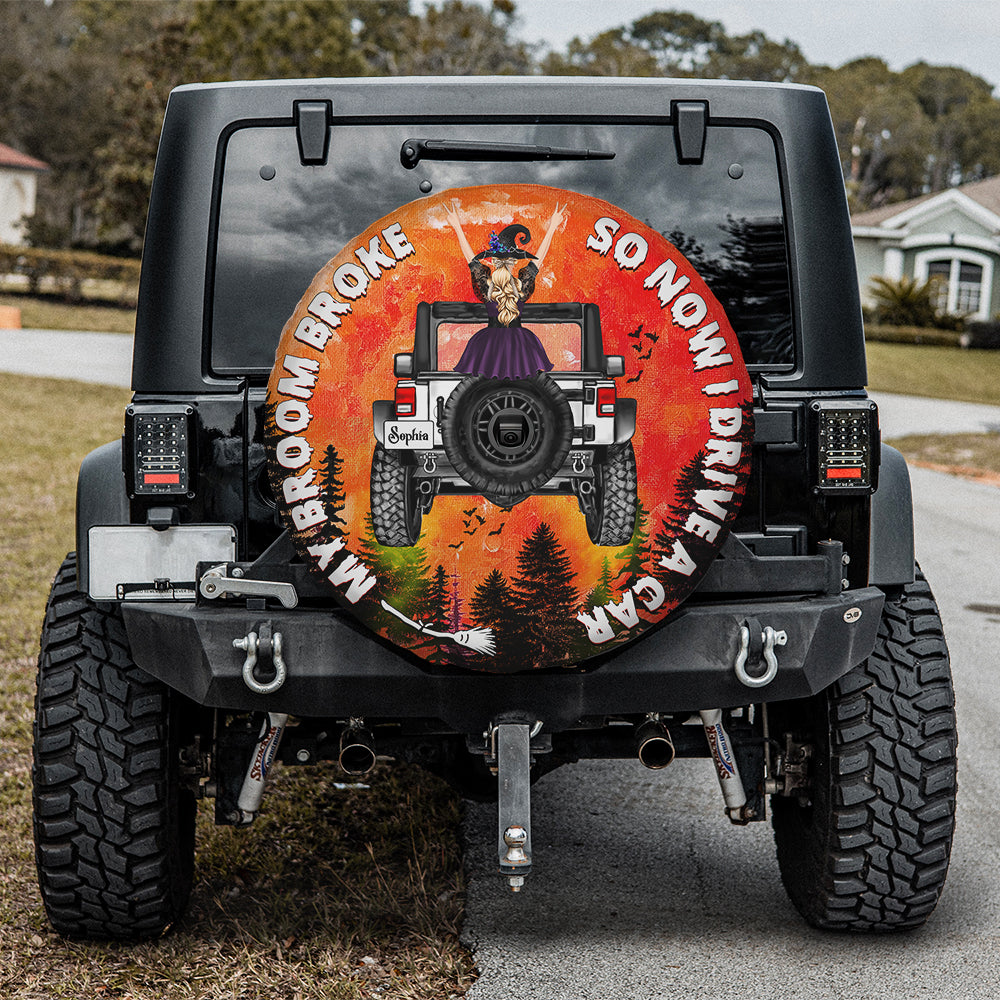 Personalized Gifts For Witch Tire Cover Car Girl & Blood Moon