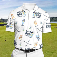 Load image into Gallery viewer, Custom 3D Golf-Themed Polo Shirt for Dad – Best Dad By Par Polo Shirts PopCulturePrints
