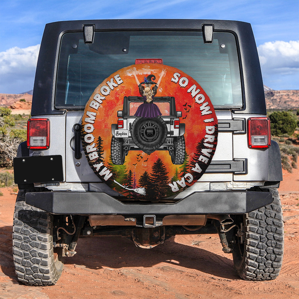 Personalized Gifts For Witch Tire Cover Car Girl & Blood Moon