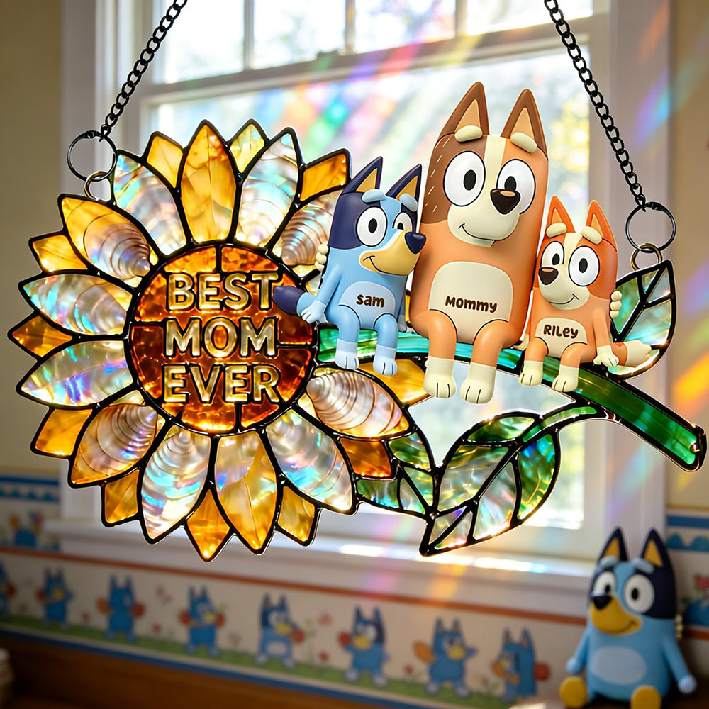 Best Mom Ever Suncatcher - A Heartfelt Personalized Gift for Moms, Grandmas & More Ornament PopCulturePrints