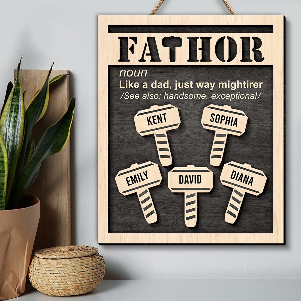 Personalized 'Fathor' Wooden Art Sign - Unique Gifts for Dad Wood Sign PopCulturePrints