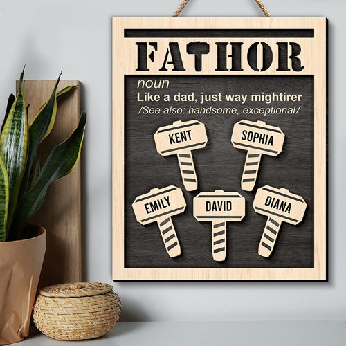 Personalized 'Fathor' Wooden Art Sign - Unique Gifts for Dad Wood Sign PopCulturePrints