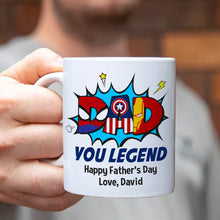 Load image into Gallery viewer, Superhero Dad Personalized Father&#39;s Day Mug Coffee Mug PopCulturePrints
