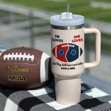 Load image into Gallery viewer, Customized Football Couple Tumbler with Team Logos - Valentine&#39;s Day Gifts Tumbler Cup PopCulturePrints
