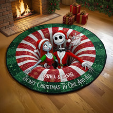 Load image into Gallery viewer, &quot;Scary Christmas To One And All&quot; - Personalized Creepy Cute Couple Round Mat - Unique Gift for Couples Doormat PopCulturePrints
