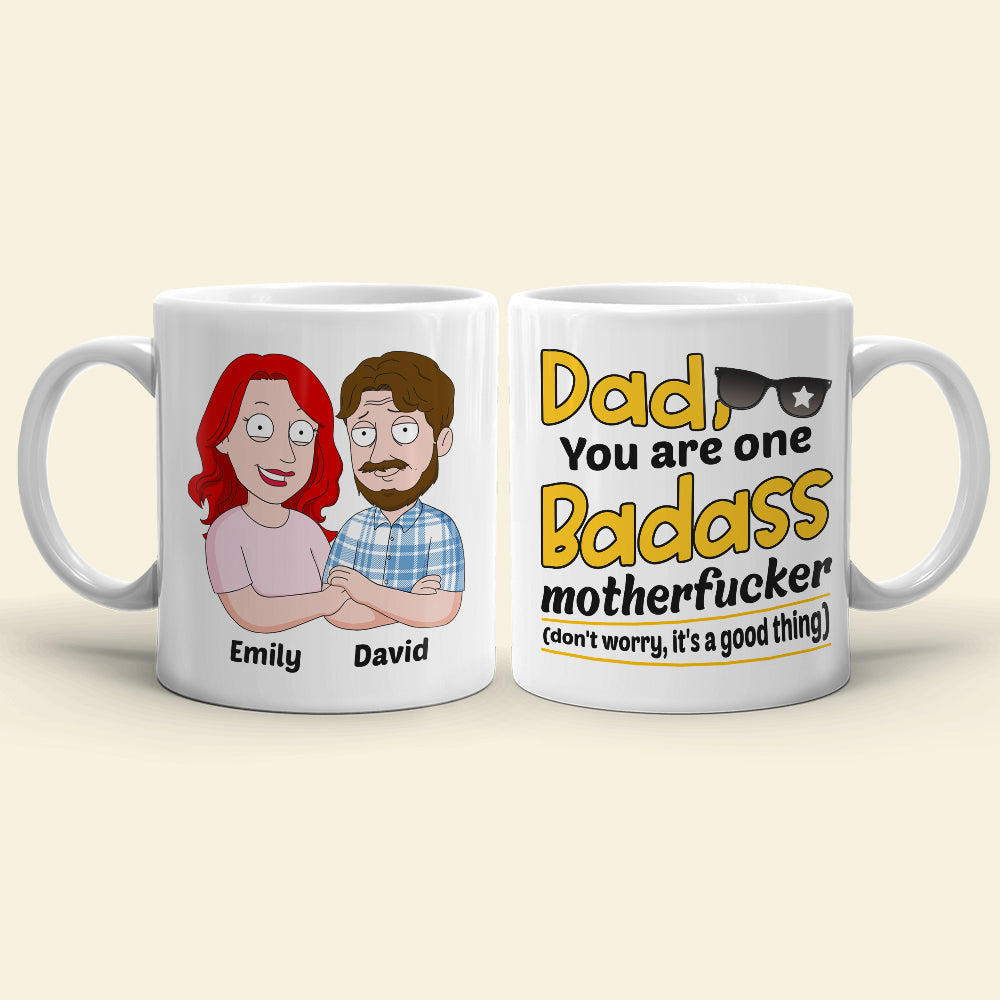 Funny Personalized Dad Mug - Badass Father Design Coffee Mug PopCulturePrints