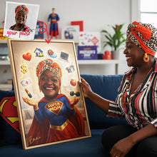 Load image into Gallery viewer, “Celebrating Her Unmatched Strength” - Powerful Mom Poster, Custom Photo Portrait Gift for Mom, Perfect Mother’s Day Gift Poster &amp; Canvas PopCulturePrints
