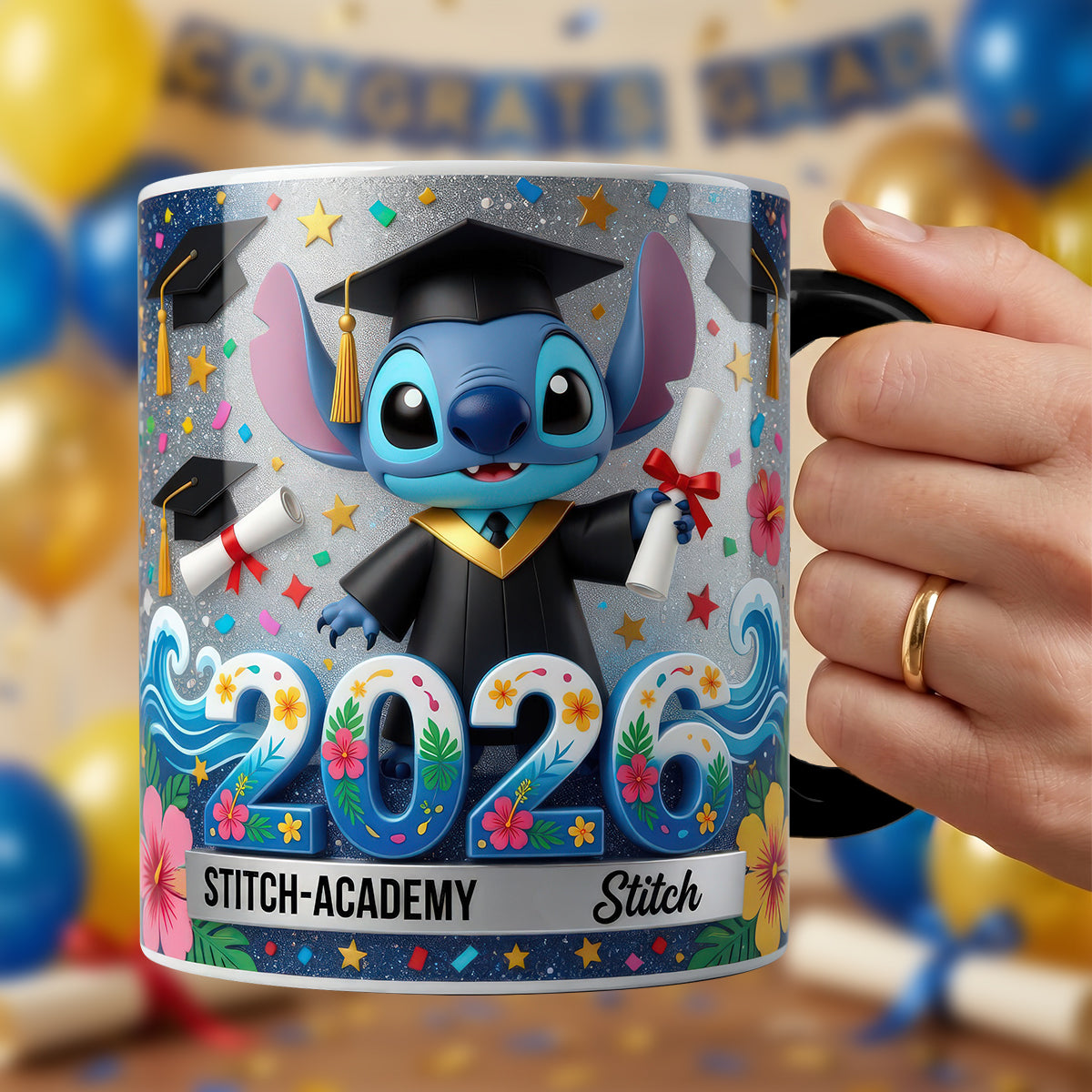 Celebrate Graduation with Stitch - Personalized Graduation Magic Mug