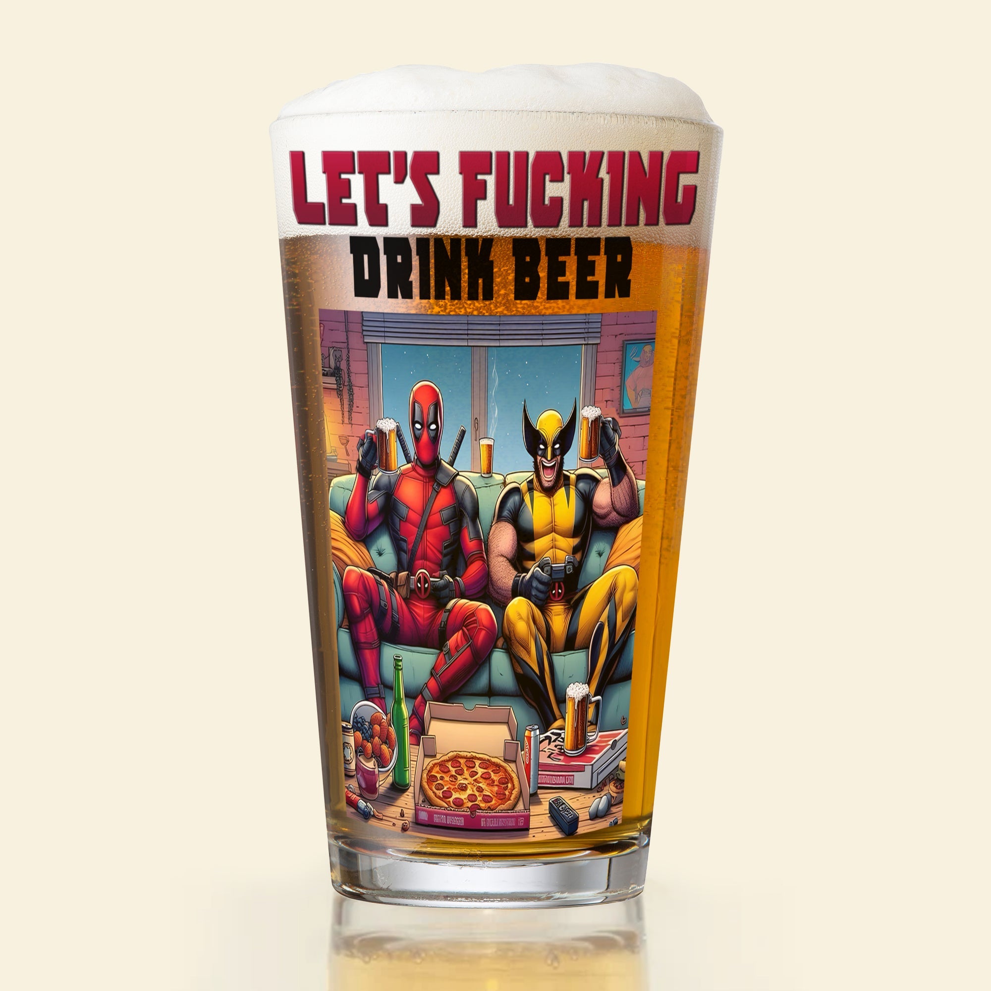 Funny Superhero Beer Glass - Movie Fans Gift