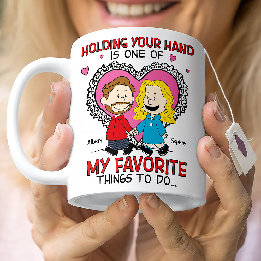 Personalized Cartoon Couple Holding Hands Custom Mug