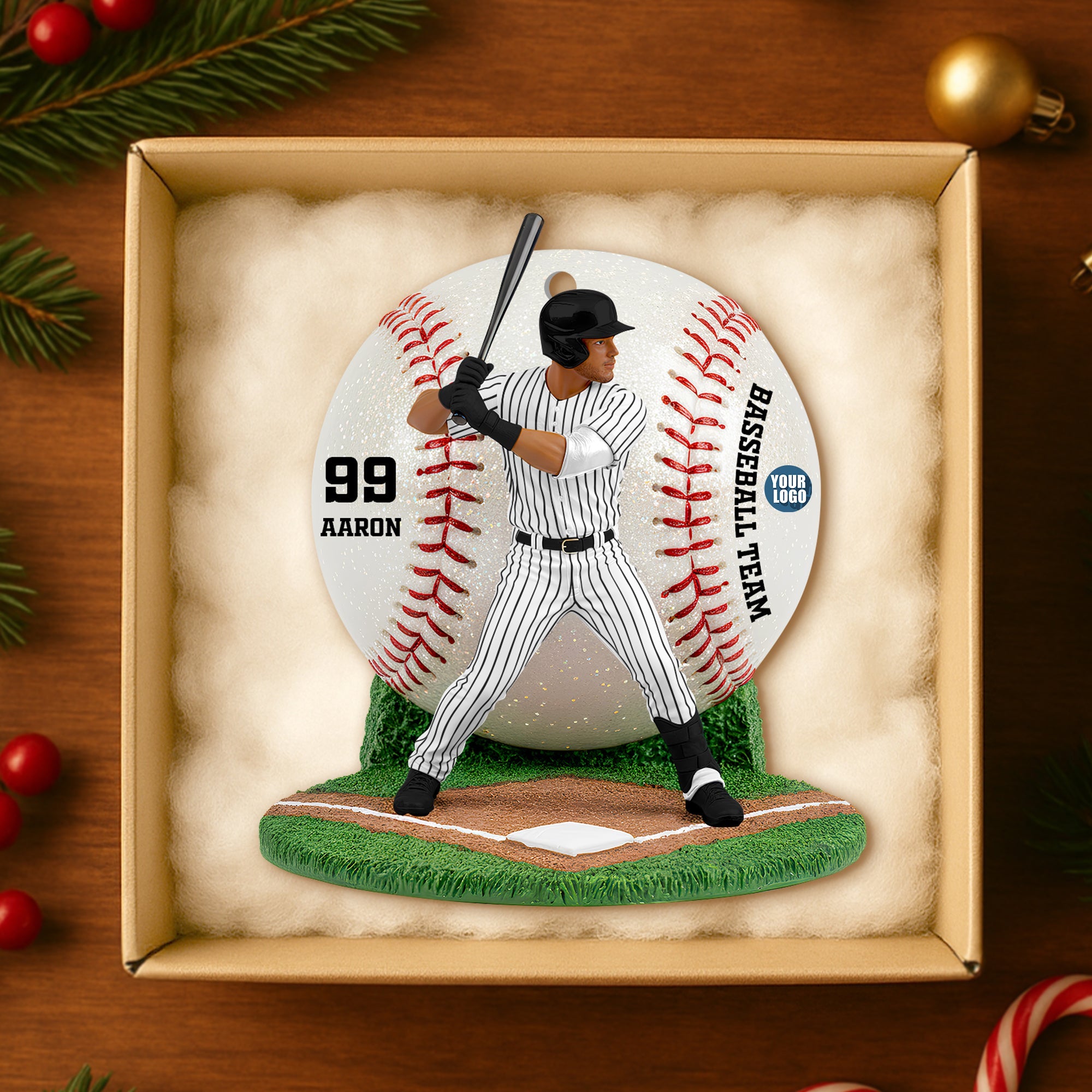 “Swing Into Christmas, Make Memories!” – Personalized Baseball Ornament Gift for True Fans Ornament PopCulturePrints