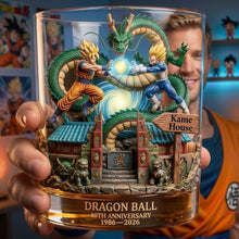 Load image into Gallery viewer, "Celebrating 40 Years of Adventure!" - Custom Round Glass - Gift for Anime Lovers Glass PopCulturePrints
