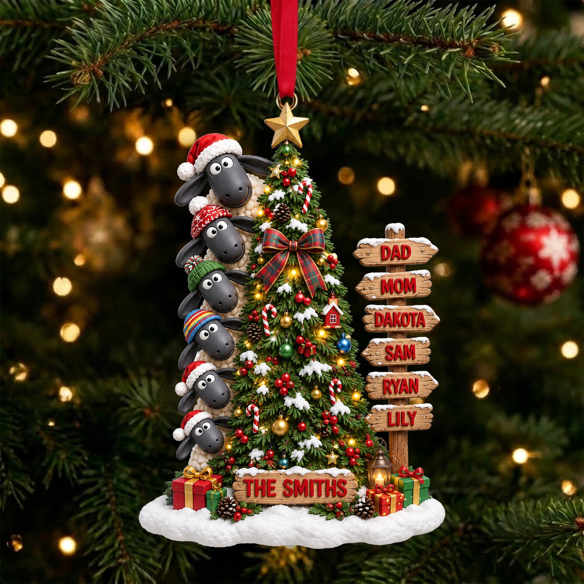 “Celebrate Family Joy with Our Lovely Sheep Family Ornament” - Personalized Christmas Gift for Family
