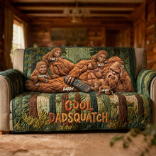 Load image into Gallery viewer, “Cool Dadsquatch” - Personalized Fun Sasquatch Dad Resting Quilted Sofa Cover - Perfect Gift for Dads, Moms, and Grandmas! Sofa Cover PopCulturePrints
