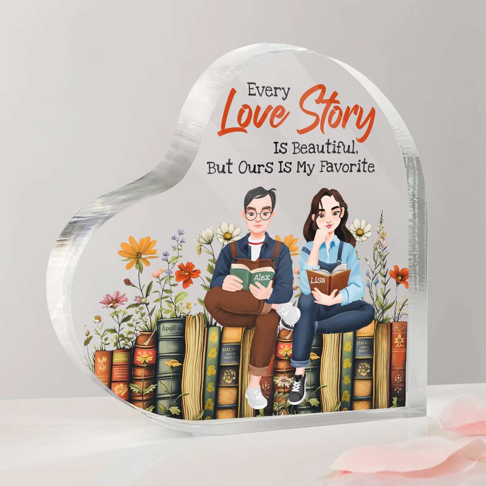Personalized Heart-Shaped Acrylic Plaque - Custom Love Story Shaped Plaques PopCulturePrints