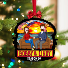 Load image into Gallery viewer, “Celebrate Your Love With Humor” - Quirky Cartoon Couple Ornament - Personalized Gift for Couples Ornament PopCulturePrints
