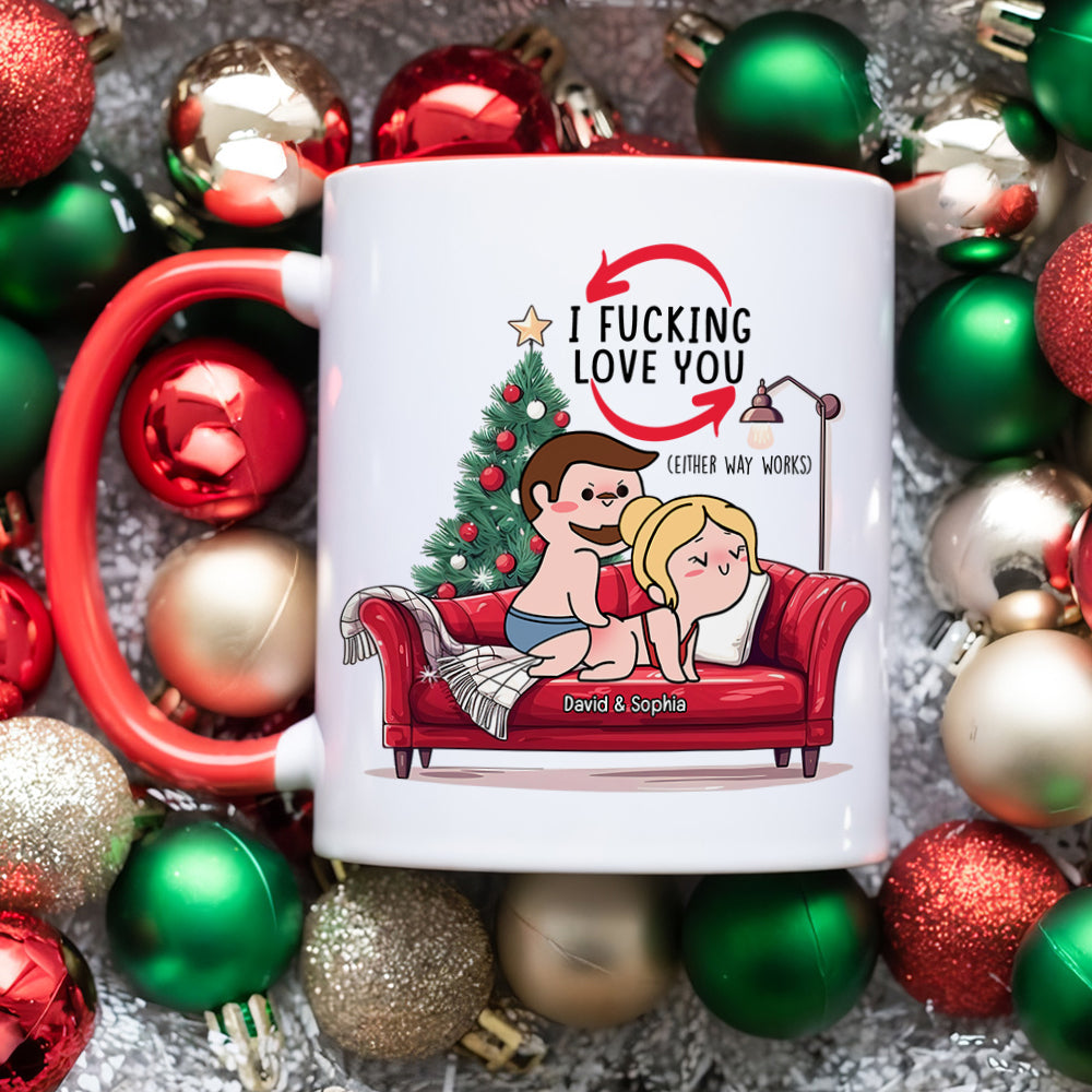 Naughty Couple Personalized Christmas Mug | Fun Holiday Gift | Valentine's Day Gifts Coffee Mug PopCulturePrints