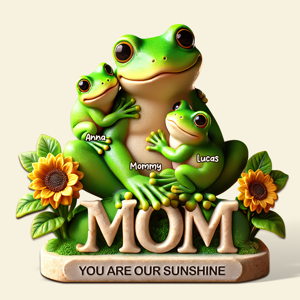 You Are Our Sunshine - Frog Mom Plaque - Personalized Gift For Mom Shaped Plaques PopCulturePrints