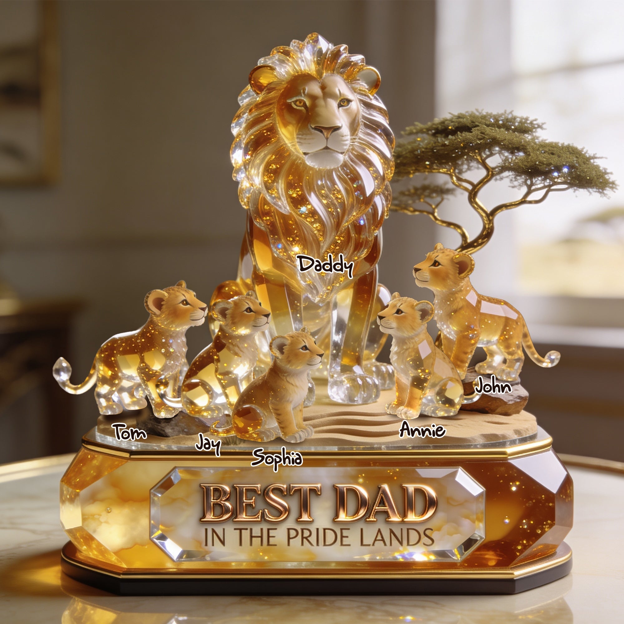 Best Dad In The Pride Lands - Personalized Acrylic Plaque for Dads Shaped Plaques PopCulturePrints