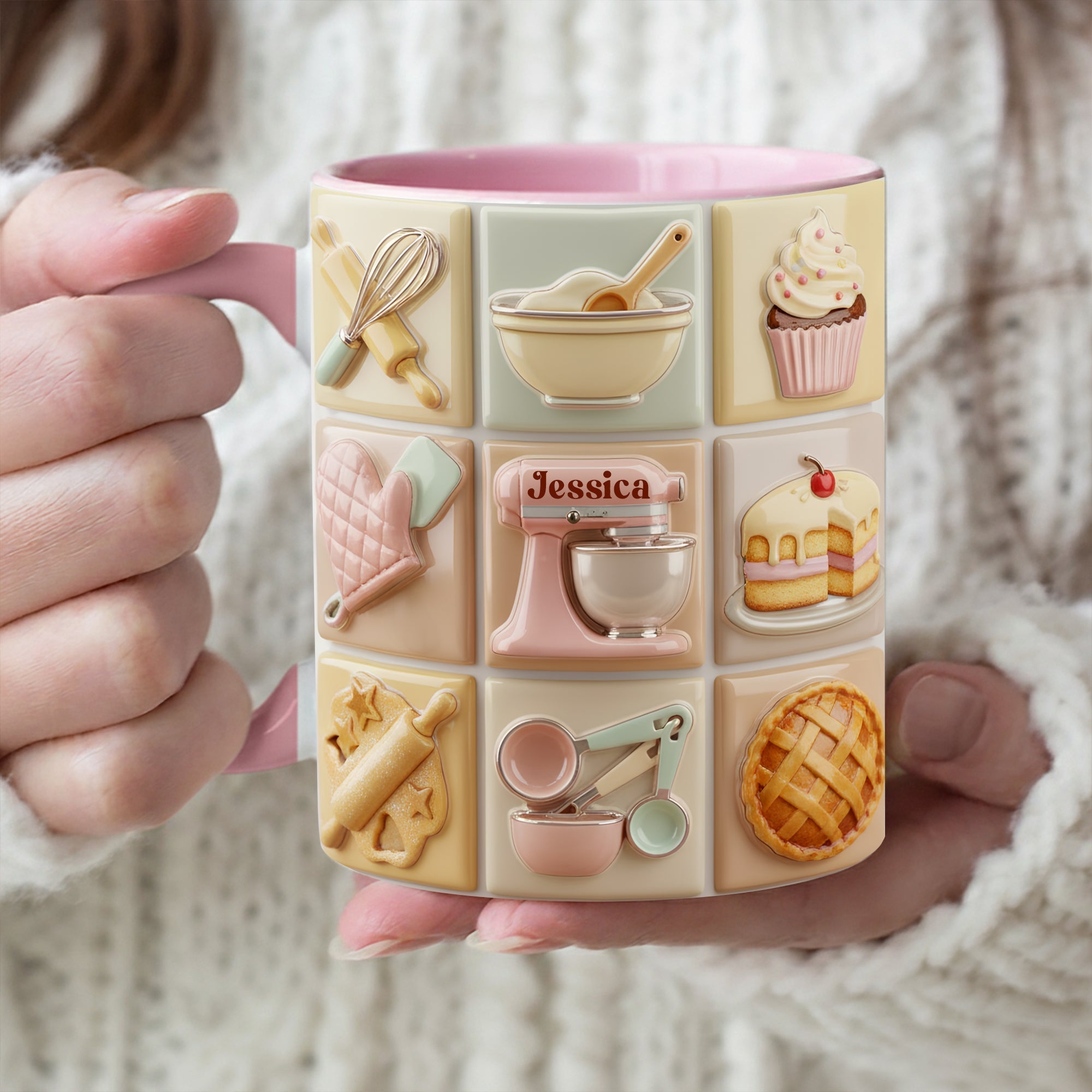 Bake With Love Accent Mug - Customizable Gift for Passionate Bakers Coffee Mug PopCulturePrints