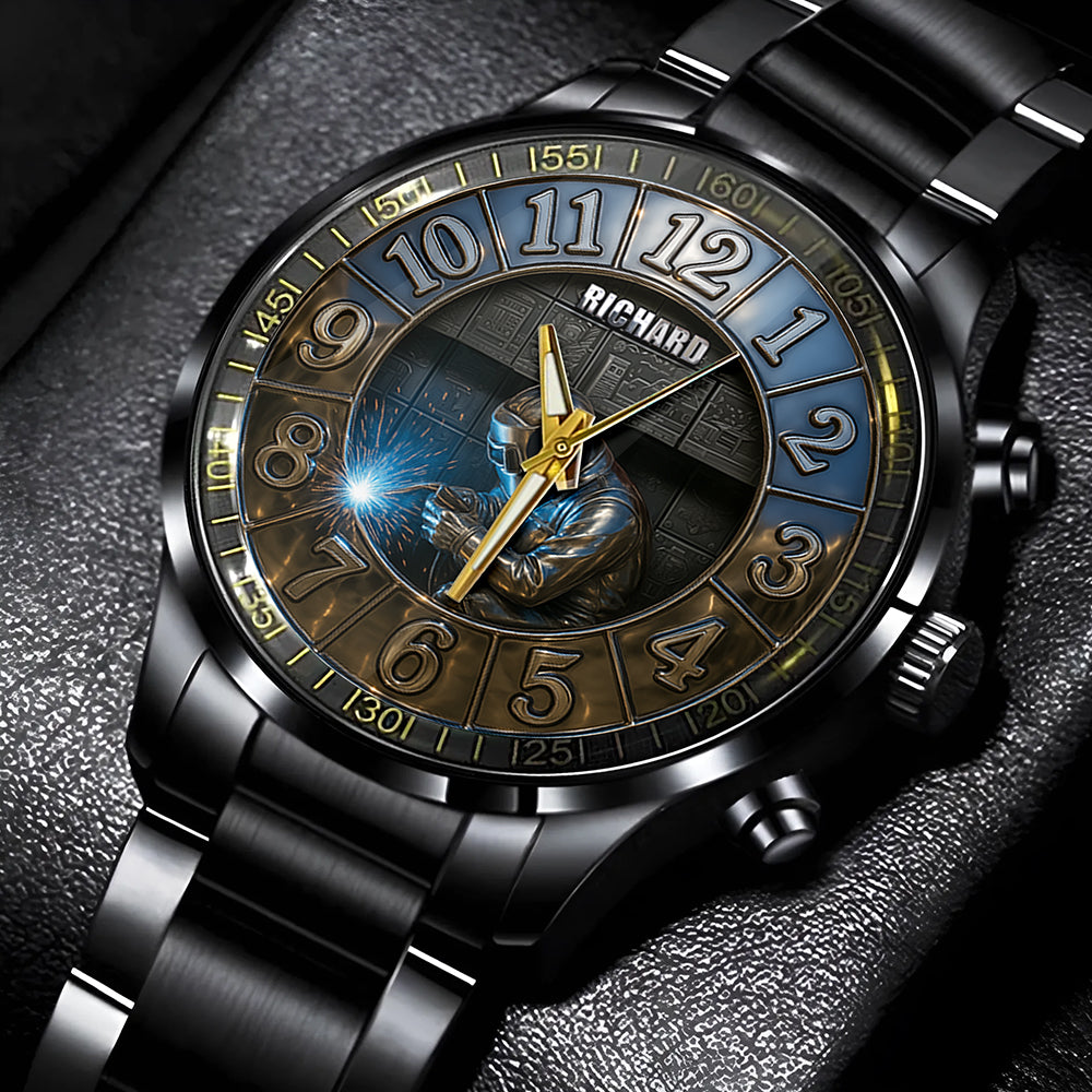 Ignite Your Passion: Welder Men's Watch - Personalized Gift for Him Men's Watch PopCulturePrints