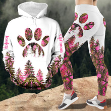 Load image into Gallery viewer, Personalized Pet Lover Hoodie &amp; Leggings Set - Pink Paw &amp; Forest Design
