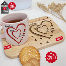 Load image into Gallery viewer, &quot;Love is in the Heart&quot; - Personalized Marble Mug &amp; Serving Board Combo - Gift for Mom, Grandma, and Loved Ones Combo Marble Mug &amp; Serving Board PopCulturePrints
