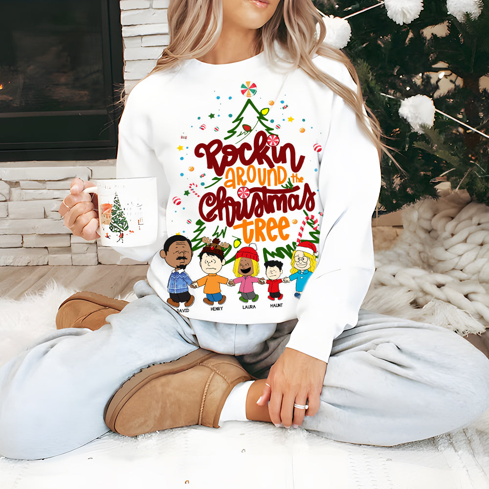 Personalized Family Christmas Sweatshirt - Rockin' Around the Tree