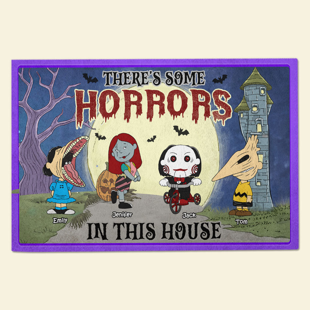 Personalized Horror Cartoon Family Halloween Doormat - Custom Family Name