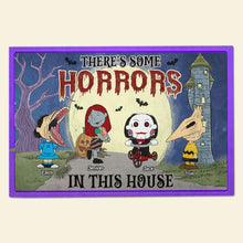 Load image into Gallery viewer, Personalized Horror Cartoon Family Halloween Doormat - Custom Family Name
