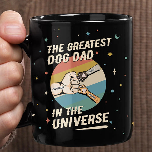 The Greatest Dog Dad In The Universe - Personalized Black Mug Mug PopCulturePrints