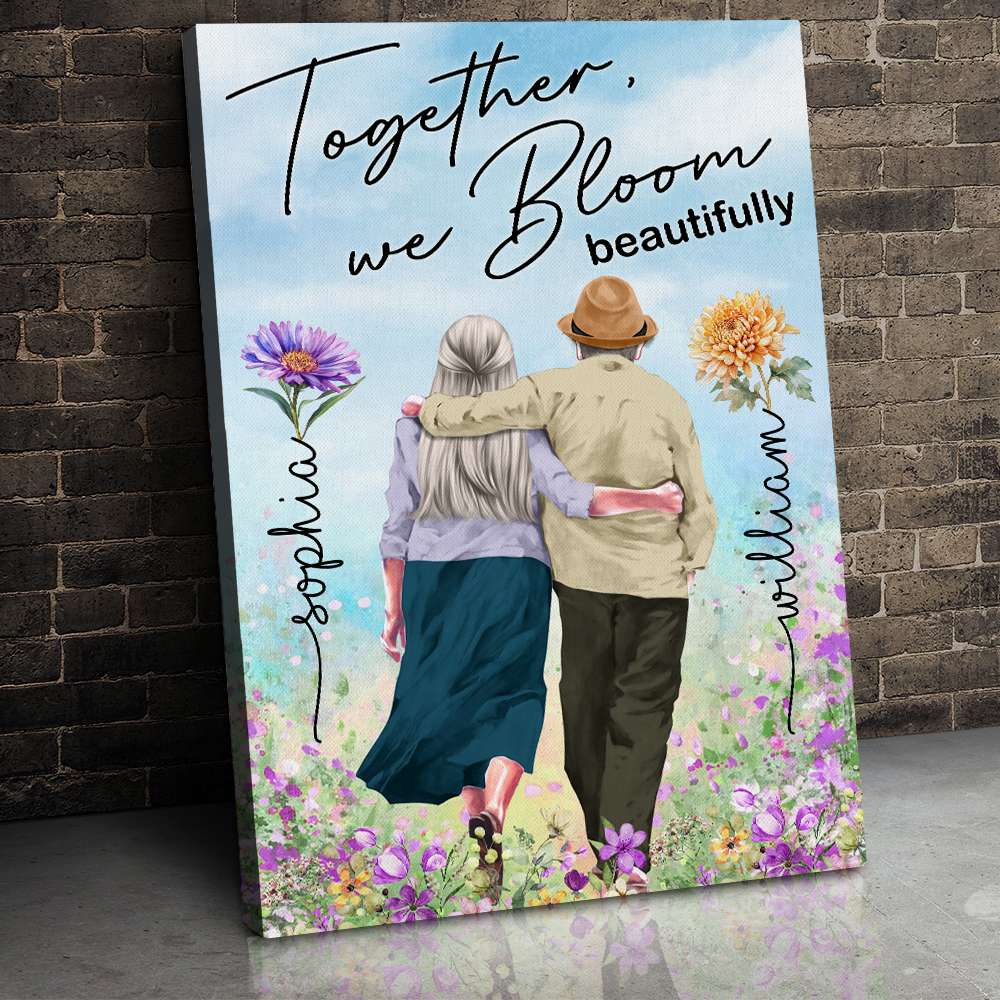 Personalized Blooming Together Poster for Older Couples Poster & Canvas PopCulturePrints