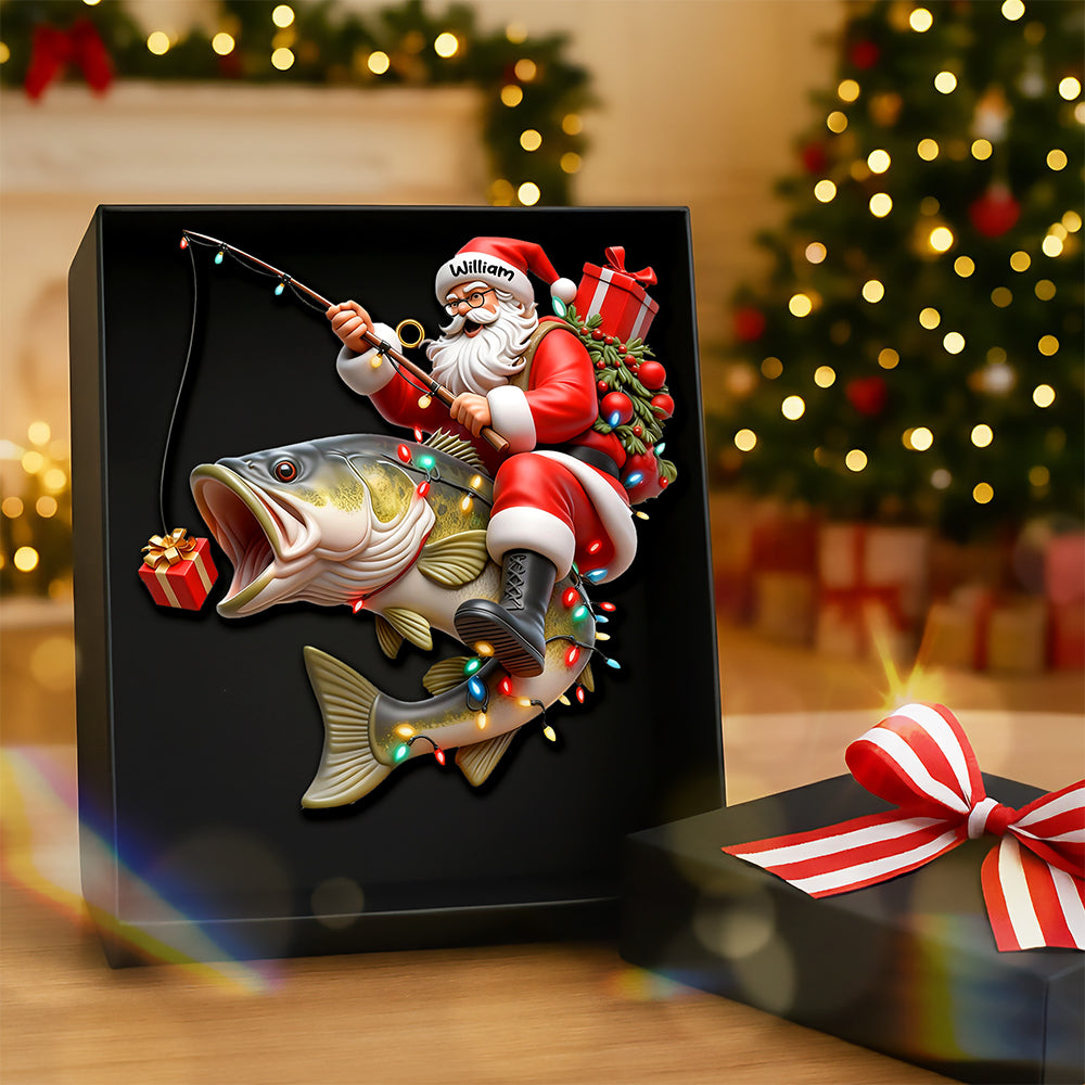 “Hook on Christmas” - Badass Fishing Santa Acrylic Ornament - Personalized Gifts for Fishing Lovers Ornament PopCulturePrints