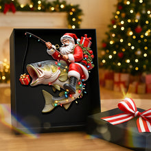 Load image into Gallery viewer, “Hook on Christmas” - Badass Fishing Santa Acrylic Ornament - Personalized Gifts for Fishing Lovers Ornament PopCulturePrints
