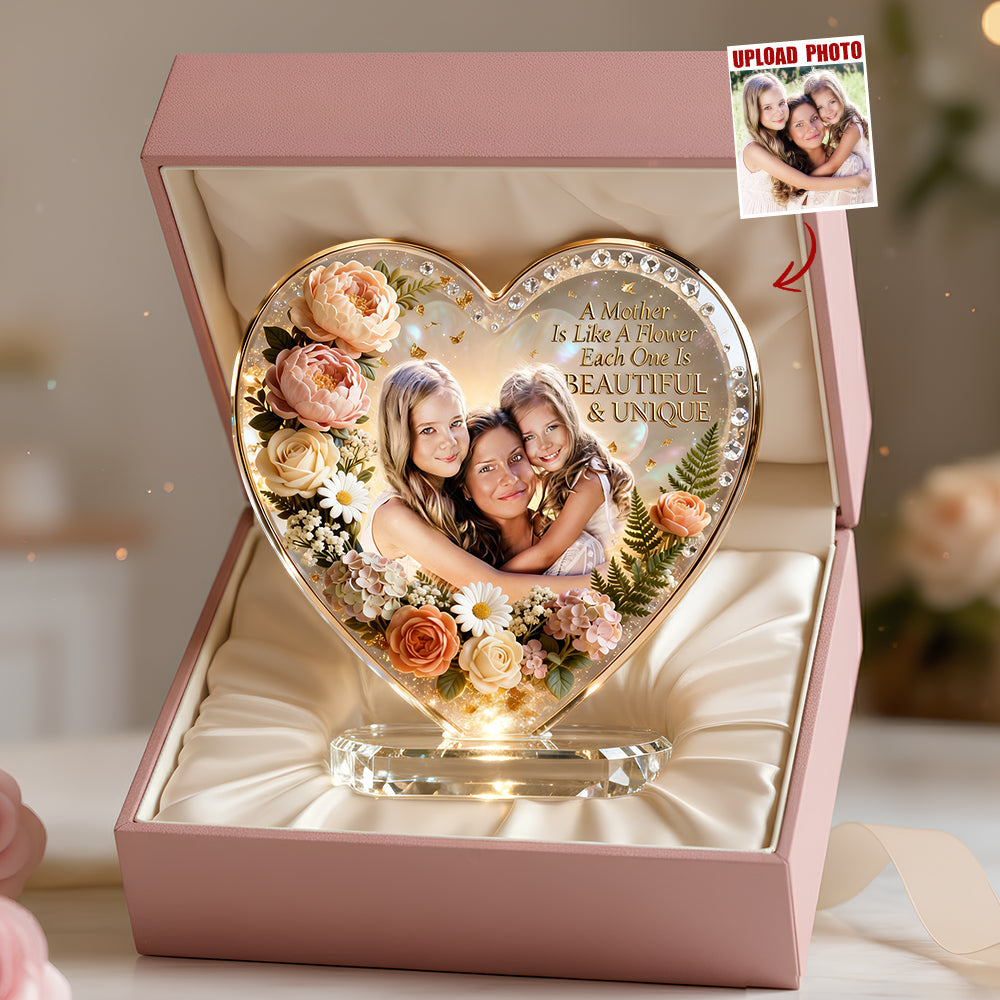 A Mother Is Like A Flower - Beautiful & Unique Custom Photo Acrylic Plaque Gift for Mom & Grandma Shaped Plaques PopCulturePrints