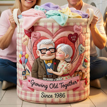 Load image into Gallery viewer, Growing Old Together Quilted Laundry Basket - Personalized Gifts For Couple 02padt270626 Laundry Basket PopCulturePrints

