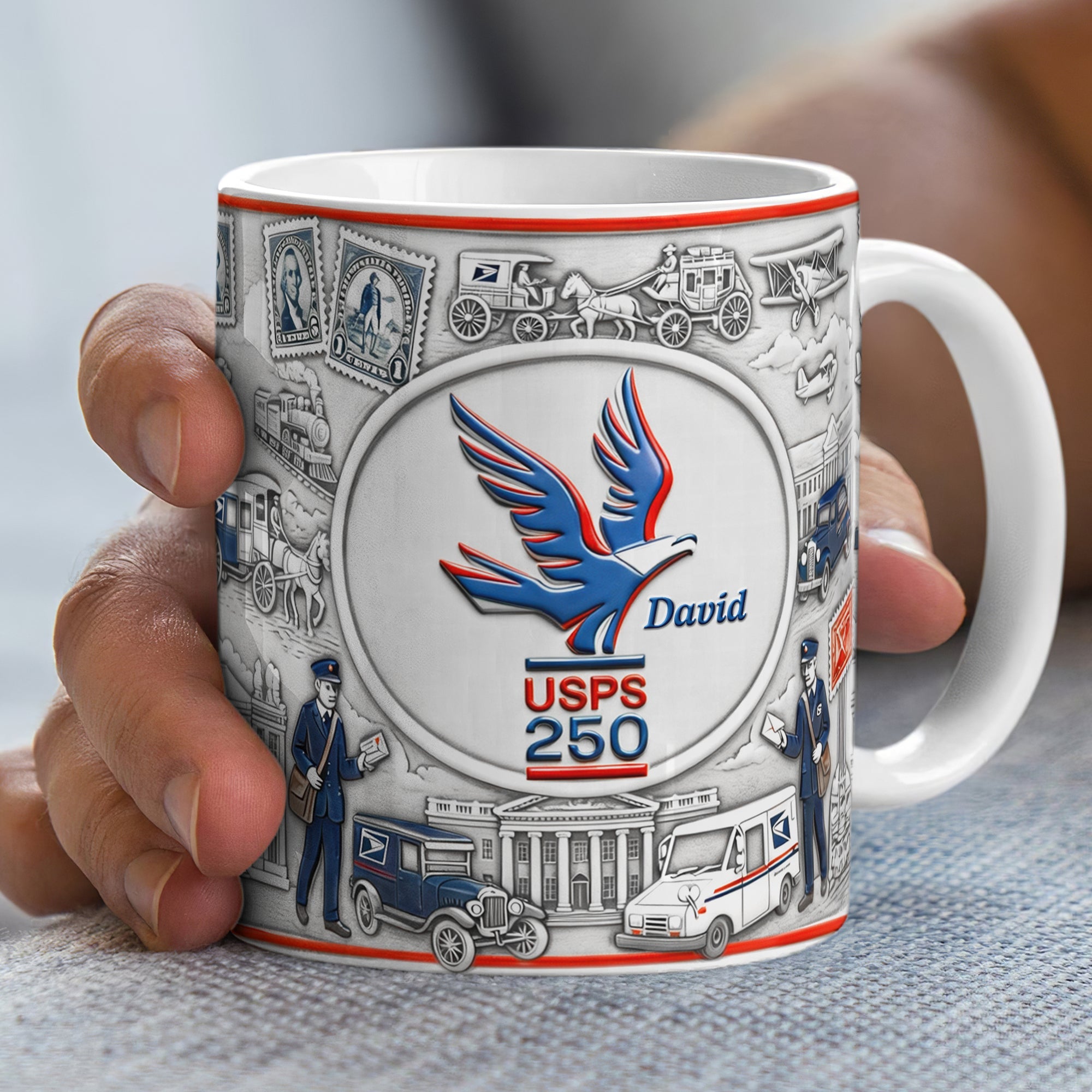 "Celebrate USPS 250 Years with Personalized Touch!" - Postal Job Milestone Coffee Mug - Custom Gift for Postal Workers