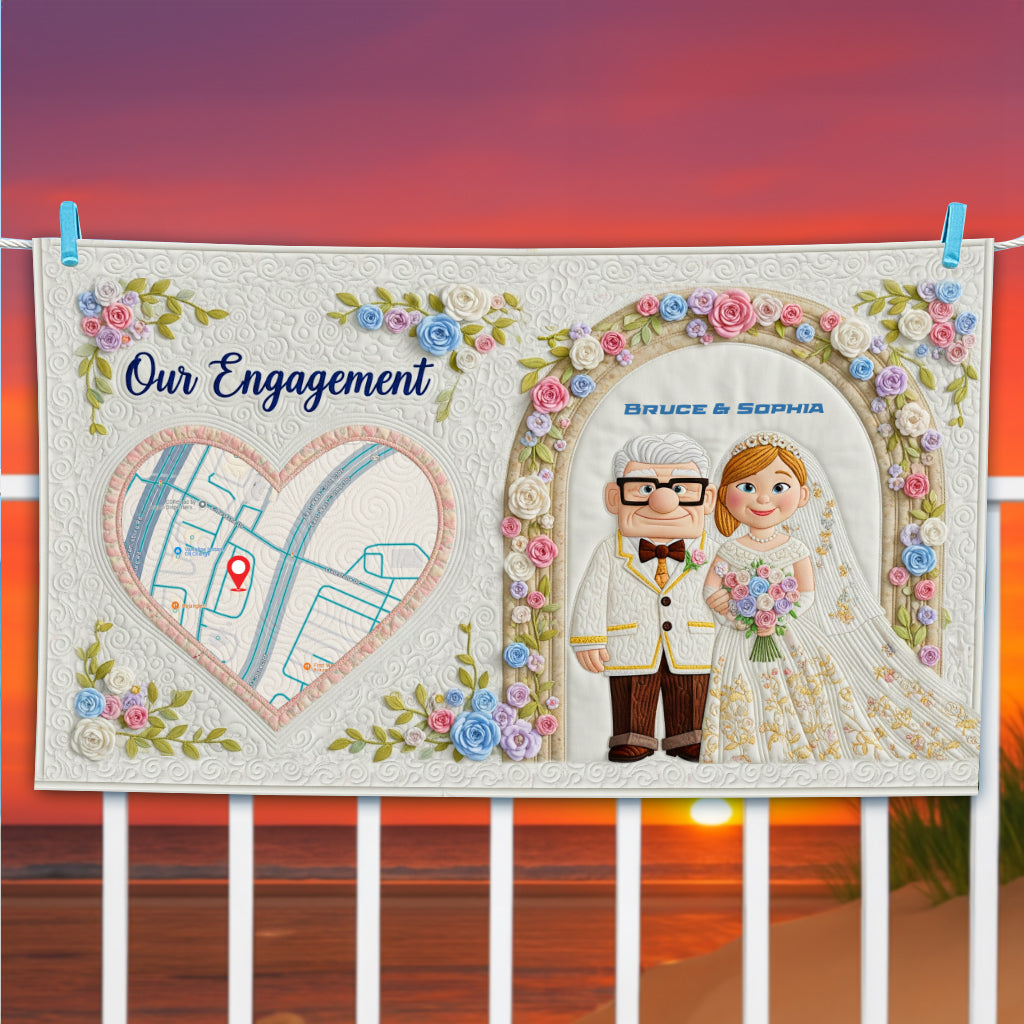 Our Engagement Beach Towel - Personalized Gift for Couples Beach Towel PopCulturePrints