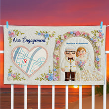 Load image into Gallery viewer, Our Engagement Beach Towel - Personalized Gift for Couples Beach Towel PopCulturePrints
