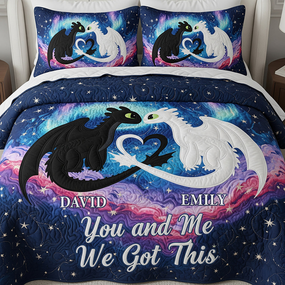 You and Me, We Got This - Legendary Creature Couple Quilt Bedding Set - Personalized Gift for Couples Bedding Set PopCulturePrints