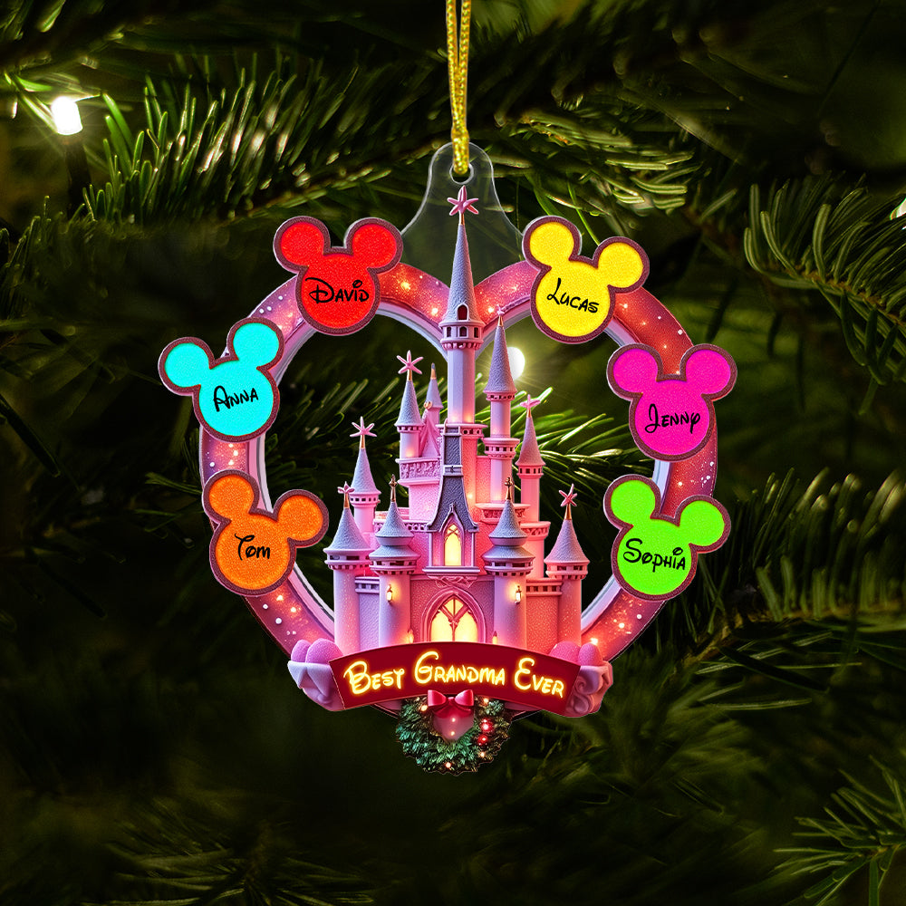 "Best Grandma Ever" - Fantasy Castle Personalized Acrylic Ornament - Custom Gift for Mom and Grandma Ornament PopCulturePrints