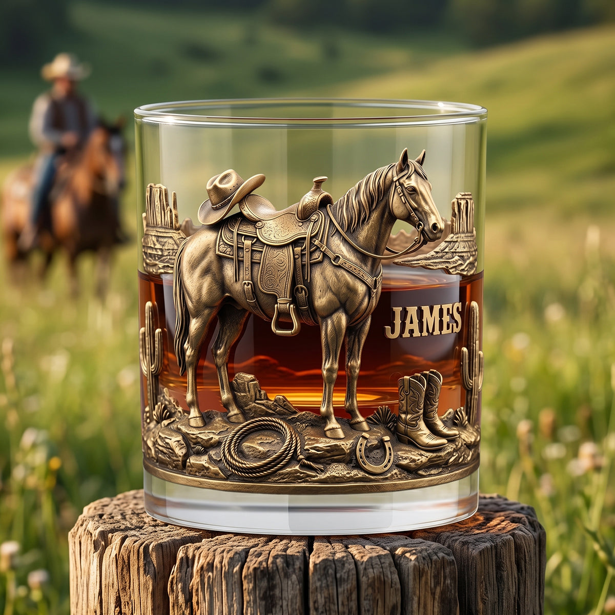 Horse Cowboy Round Glass - Personalized Gifts For Horse Lovers 04TYTN290626 Glass PopCulturePrints