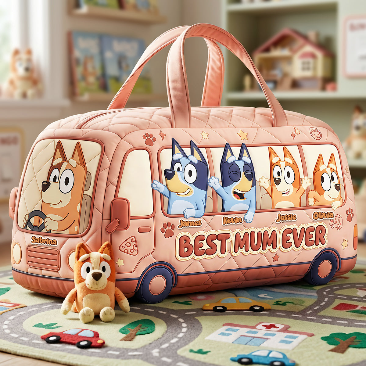"Best Mum Ever" - Personalized Duffle Bag - Perfect Gift for Moms and Grandmas Quilted Duffle Bag PopCulturePrints