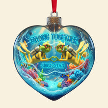 Load image into Gallery viewer, Diving Together - Personalized Green Scuba Diving Couple Ornament Ornament PopCulturePrints
