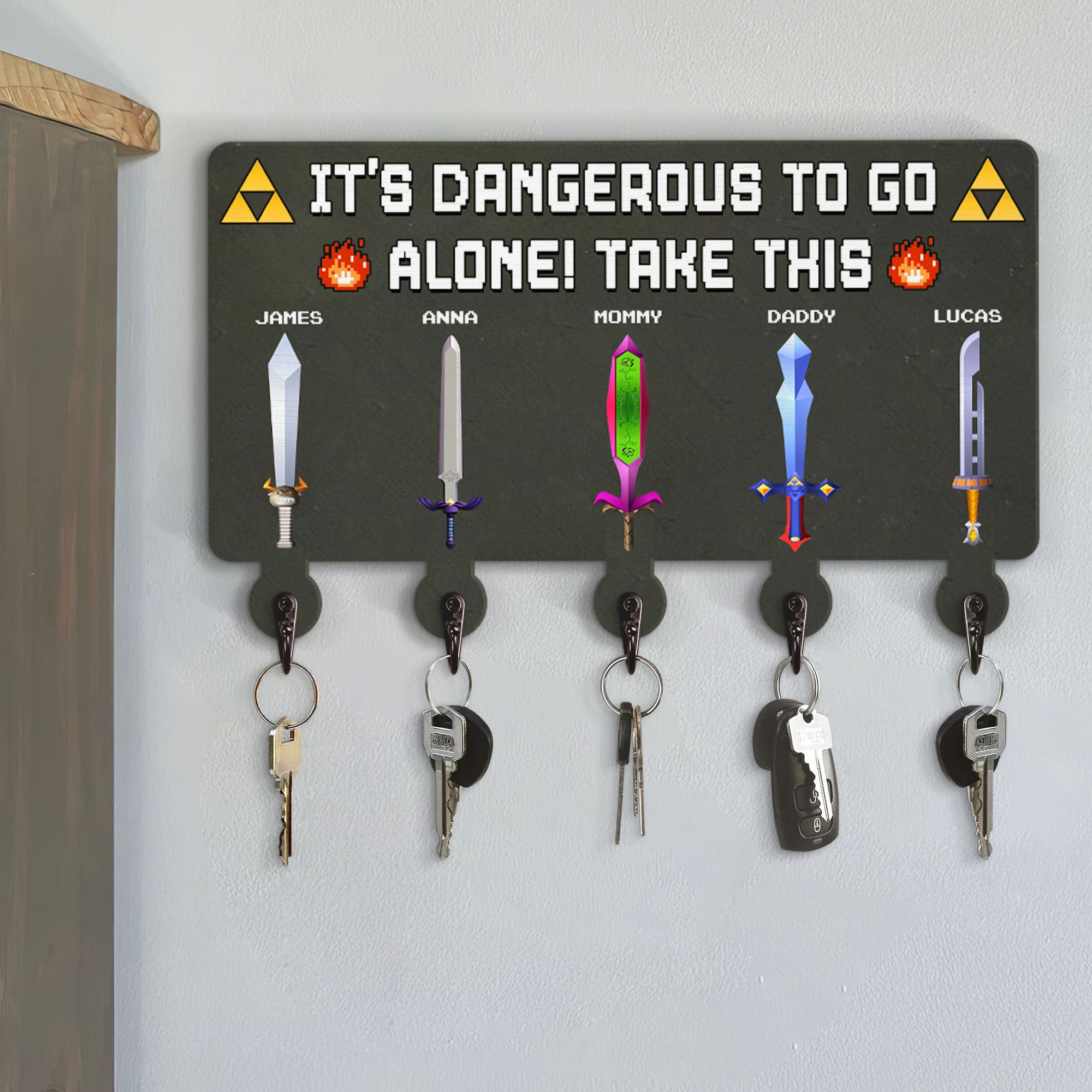 Personalized Family Key Hanger - Adventure Theme Wood Sign PopCulturePrints