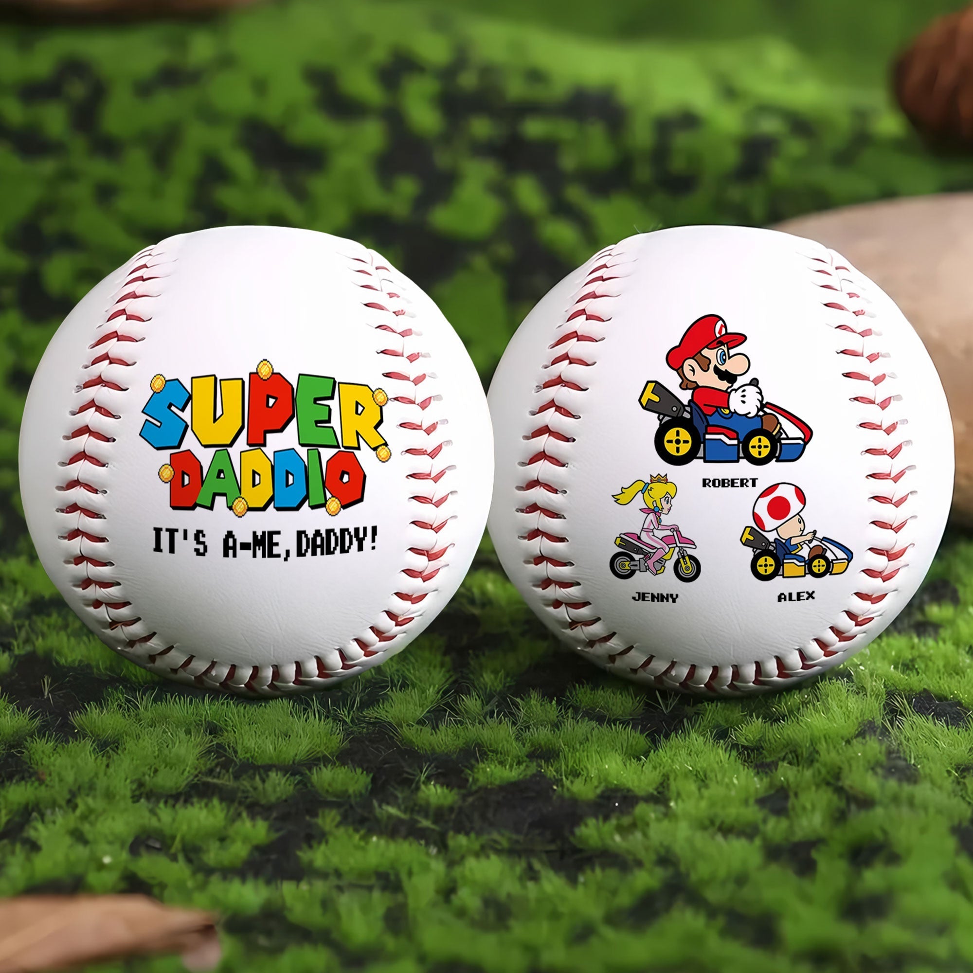 “It's-a-Me, Daddy!” - Personalized Super Dad Baseball Gift Baseball PopCulturePrints