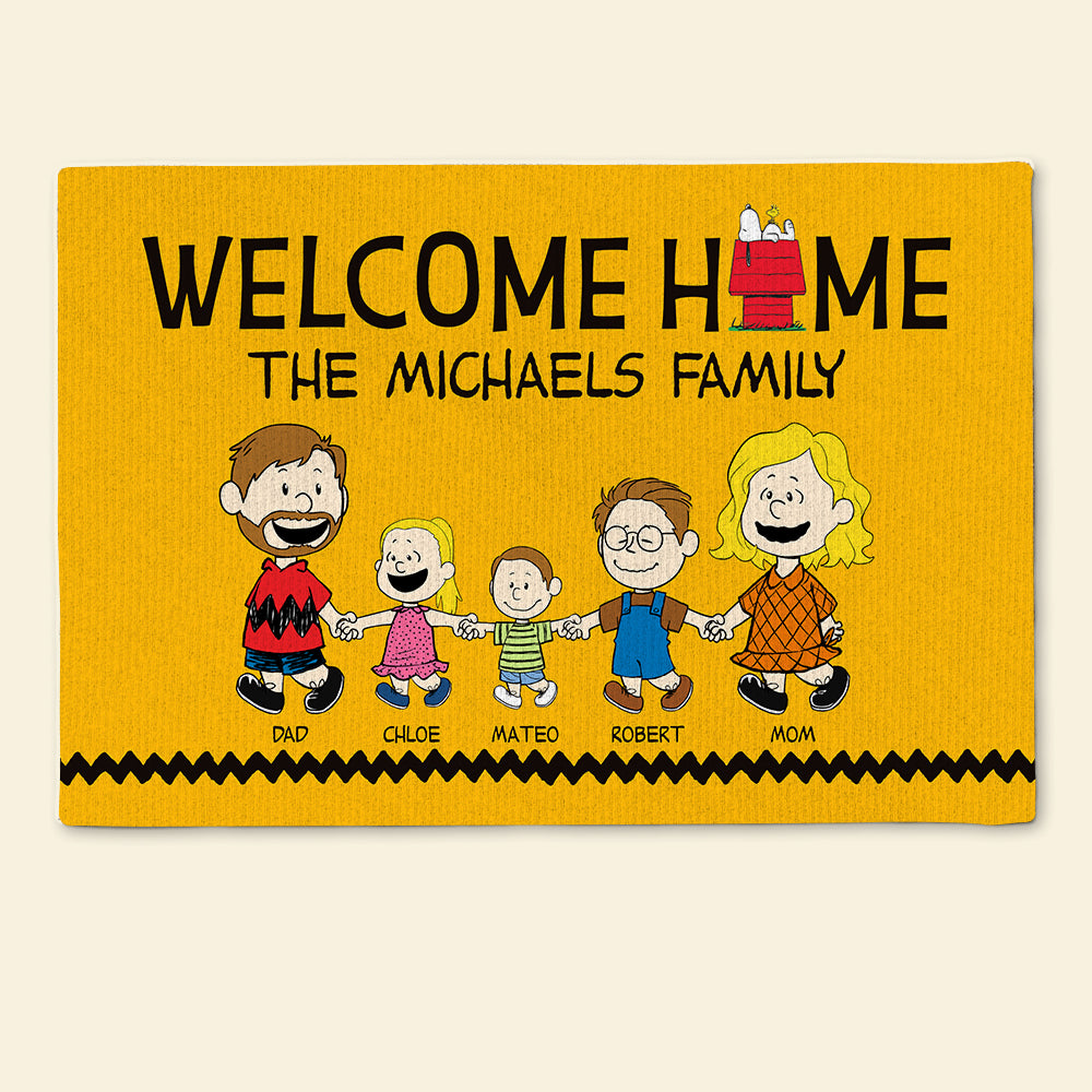 Personalized Family Cartoon Welcome Doormat